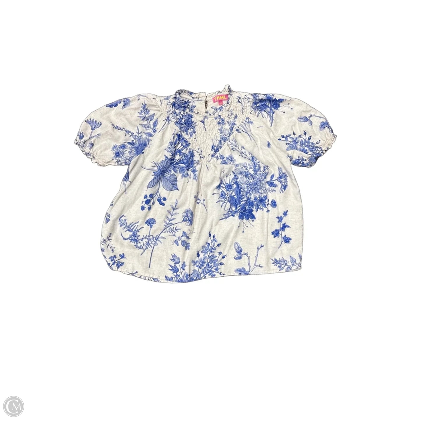 Top Short Sleeve By Thml In Blue & Tan, Size: L