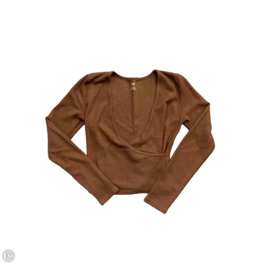 Top Long Sleeve By Aerie In Brown, Size: Sp