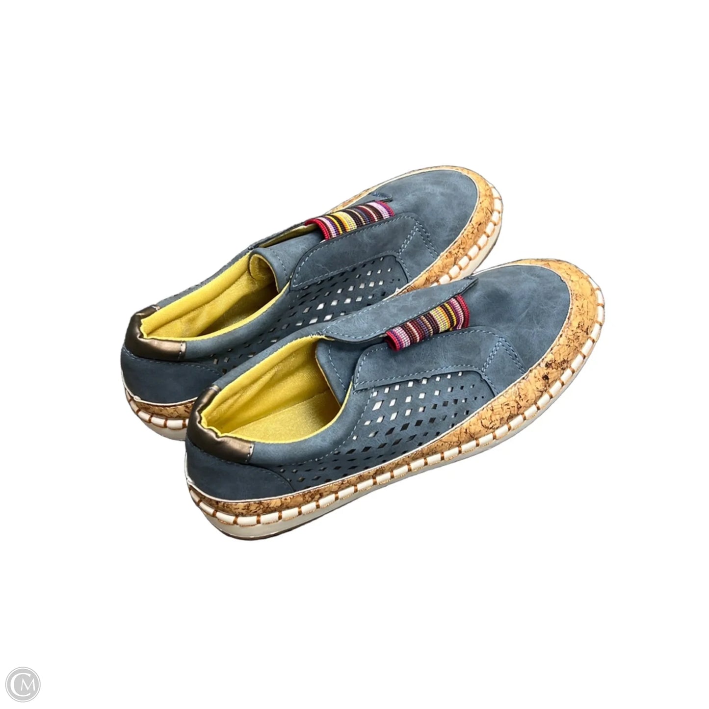 Shoes Flats By Clothes Mentor In Blue & Tan, Size: 8.5