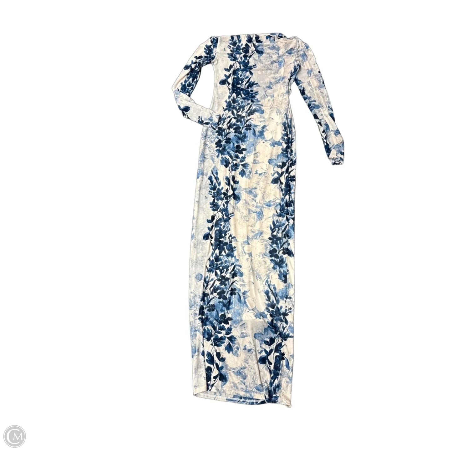 Dress Party Long By Express In Blue & Cream, Size: Xs