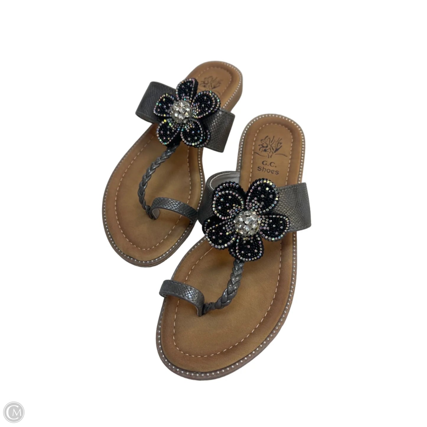 Sandals Flip Flops By Clothes Mentor In Black & Grey, Size: 8