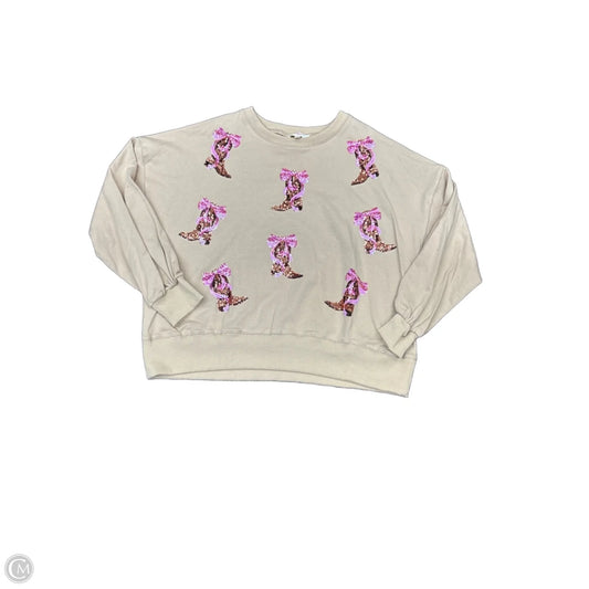 Sweatshirt Crewneck By Peach Love Cream California In Beige, Size: L
