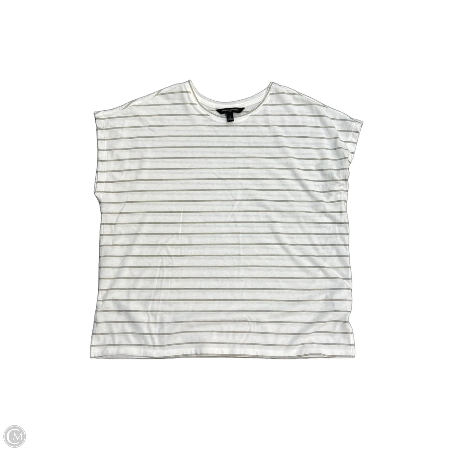 Top Short Sleeve By Banana Republic In Green & White, Size: S