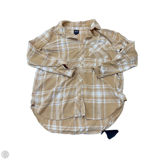 Top Long Sleeve By Gap In Plaid Pattern, Size: L