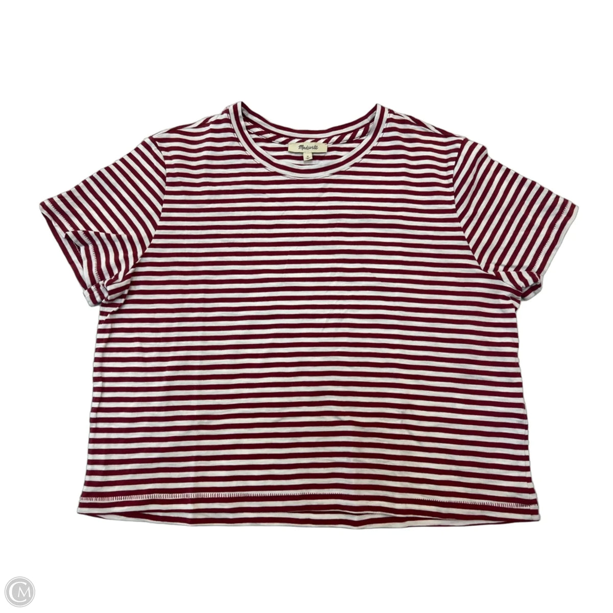 Top Short Sleeve By Madewell In Red & White, Size: M