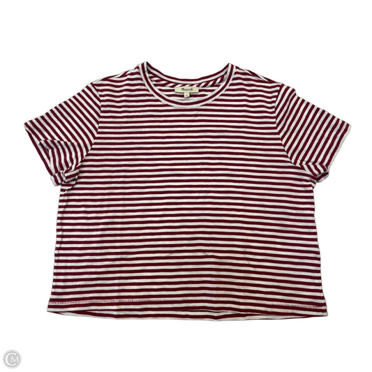Top Short Sleeve By Madewell In Red & White, Size: M