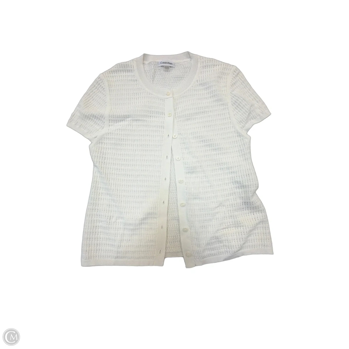 Top Short Sleeve By Calvin Klein In White, Size: Xl
