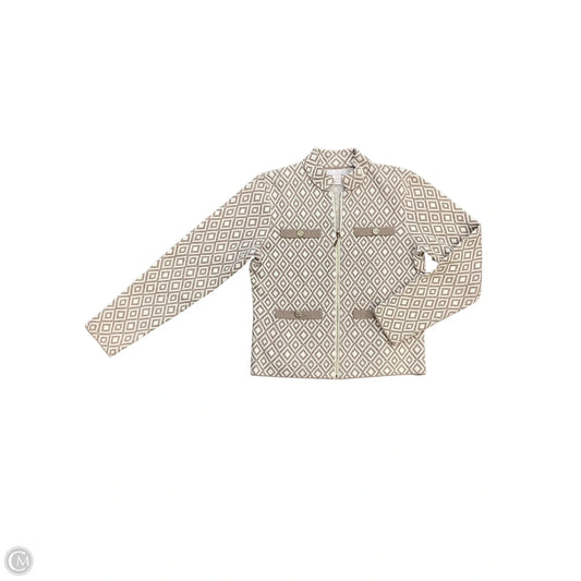 Jacket Designer By Halston In Tan & White, Size: S