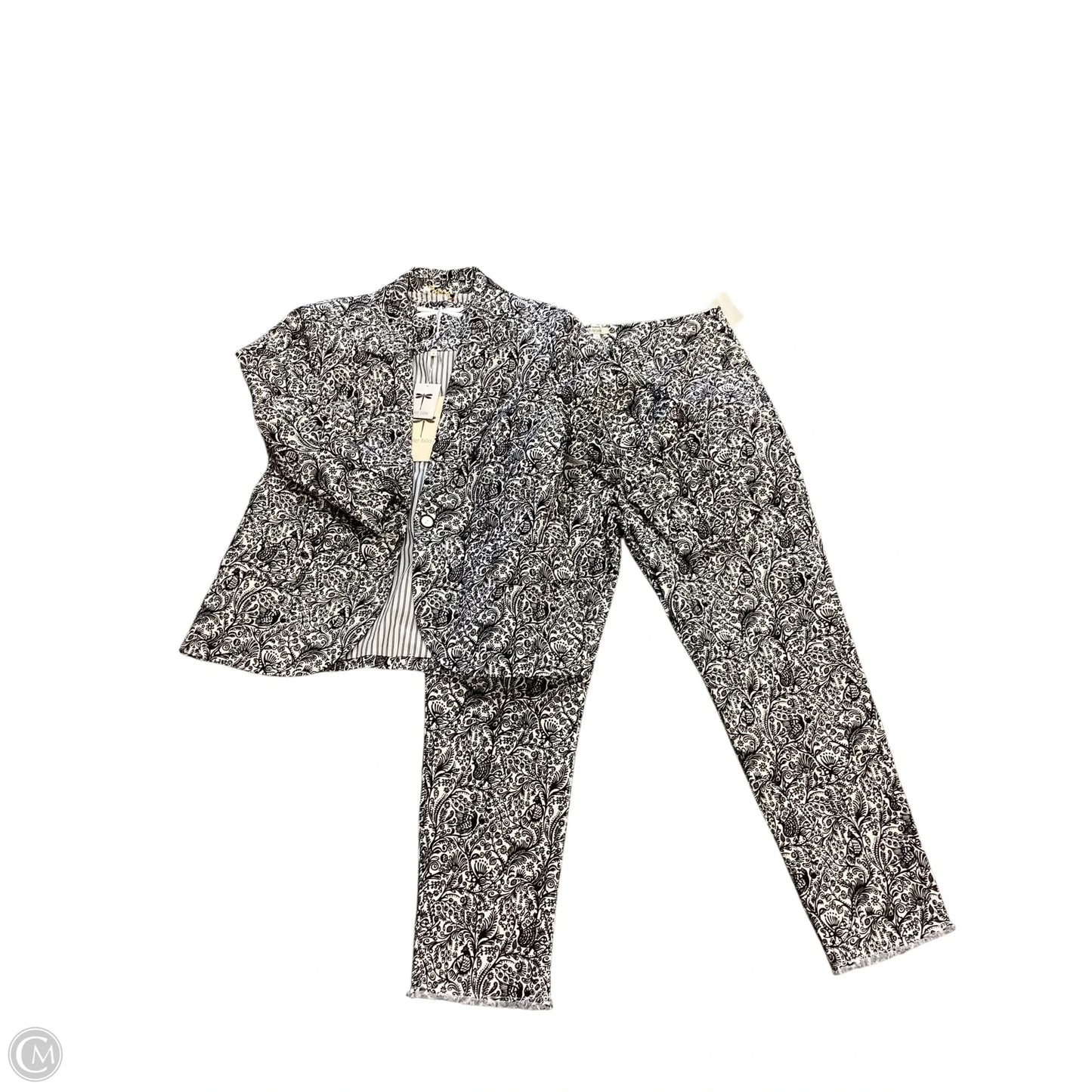 Pants Suit 2pc By Tyler Boe In Black & White, Size: pant14/jacket Size12