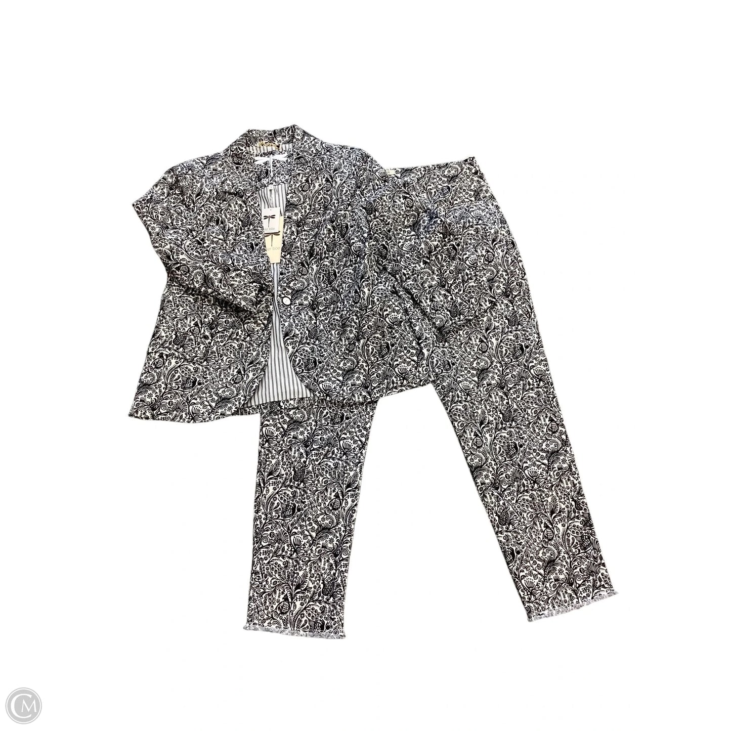 Pants Suit 2pc By Tyler Boe In Black & White, Size: pant14/jacket Size12