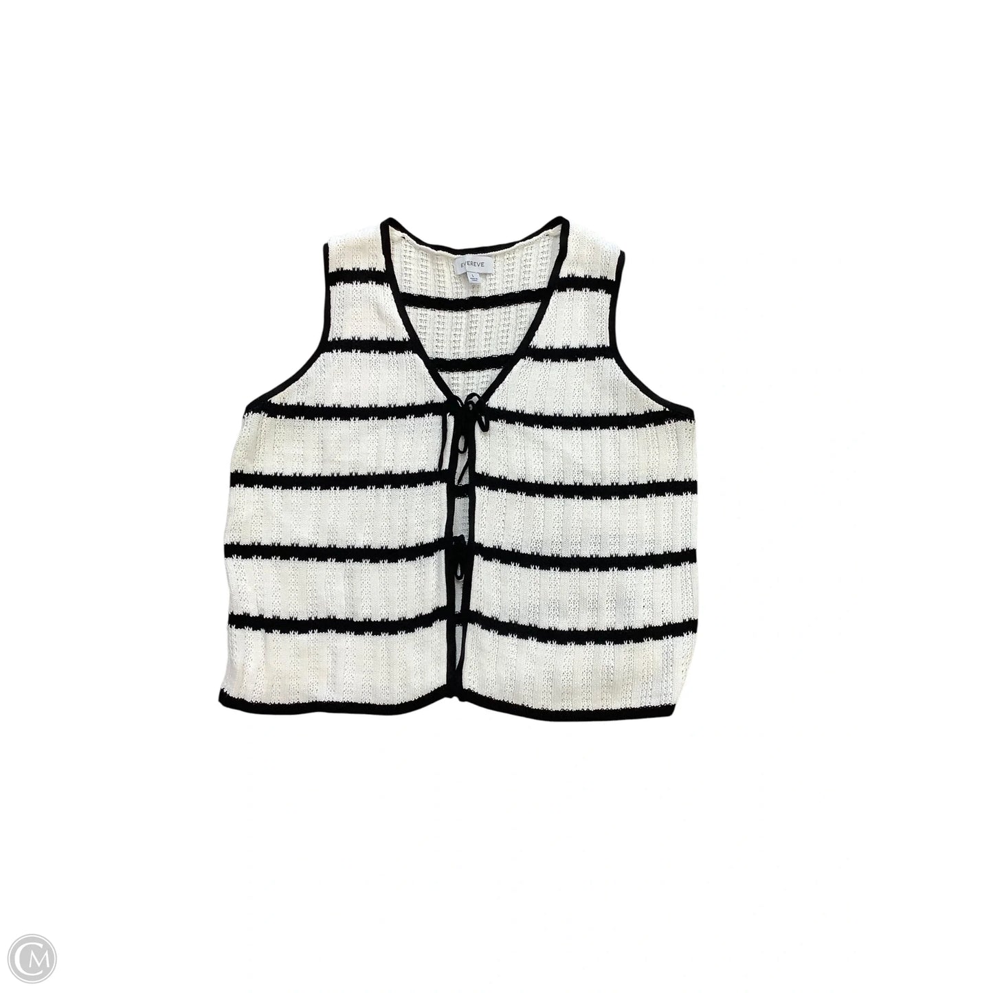 Top Sleeveless By Evereve In Black & White, Size: L