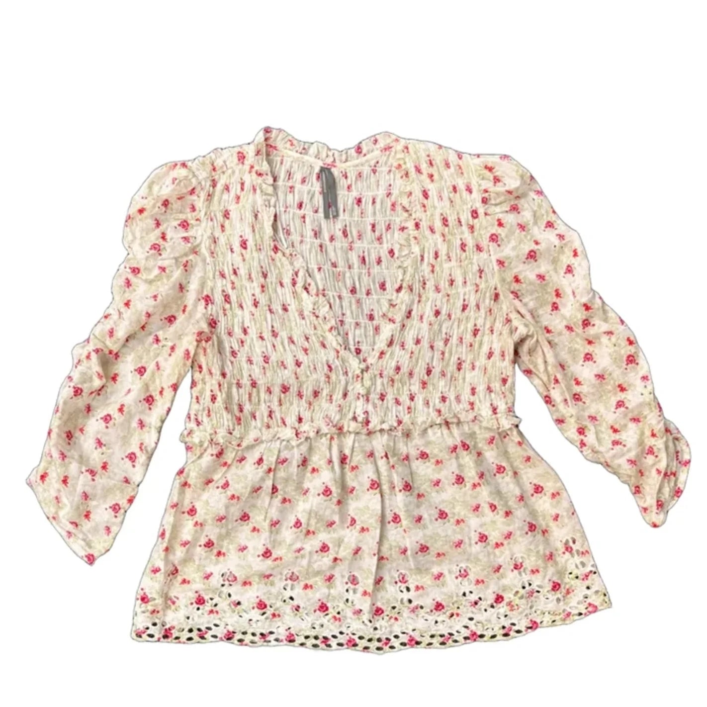 Blouse Long Sleeve By Anthropologie In Floral Print, Size: L