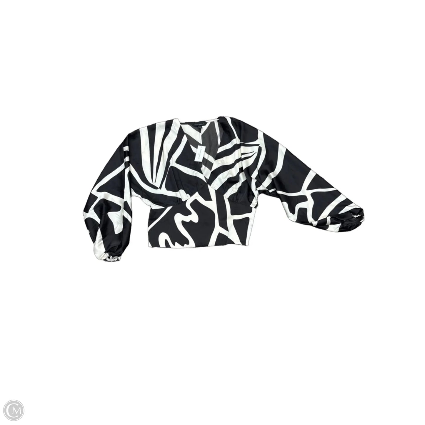 Blouse Long Sleeve By Banana Republic In Black & Cream, Size: S