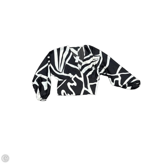 Blouse Long Sleeve By Banana Republic In Black & Cream, Size: S