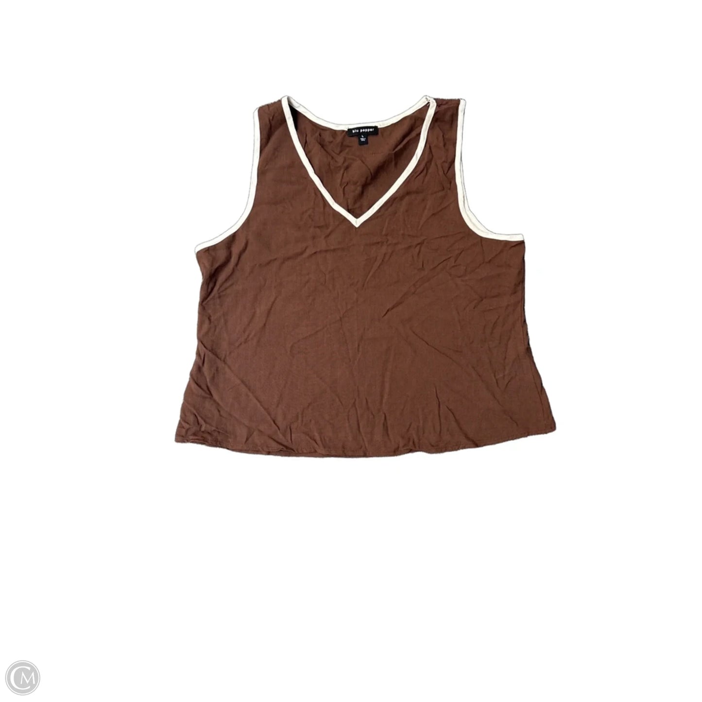 Top Sleeveless By Blu Pepper In Brown, Size: L