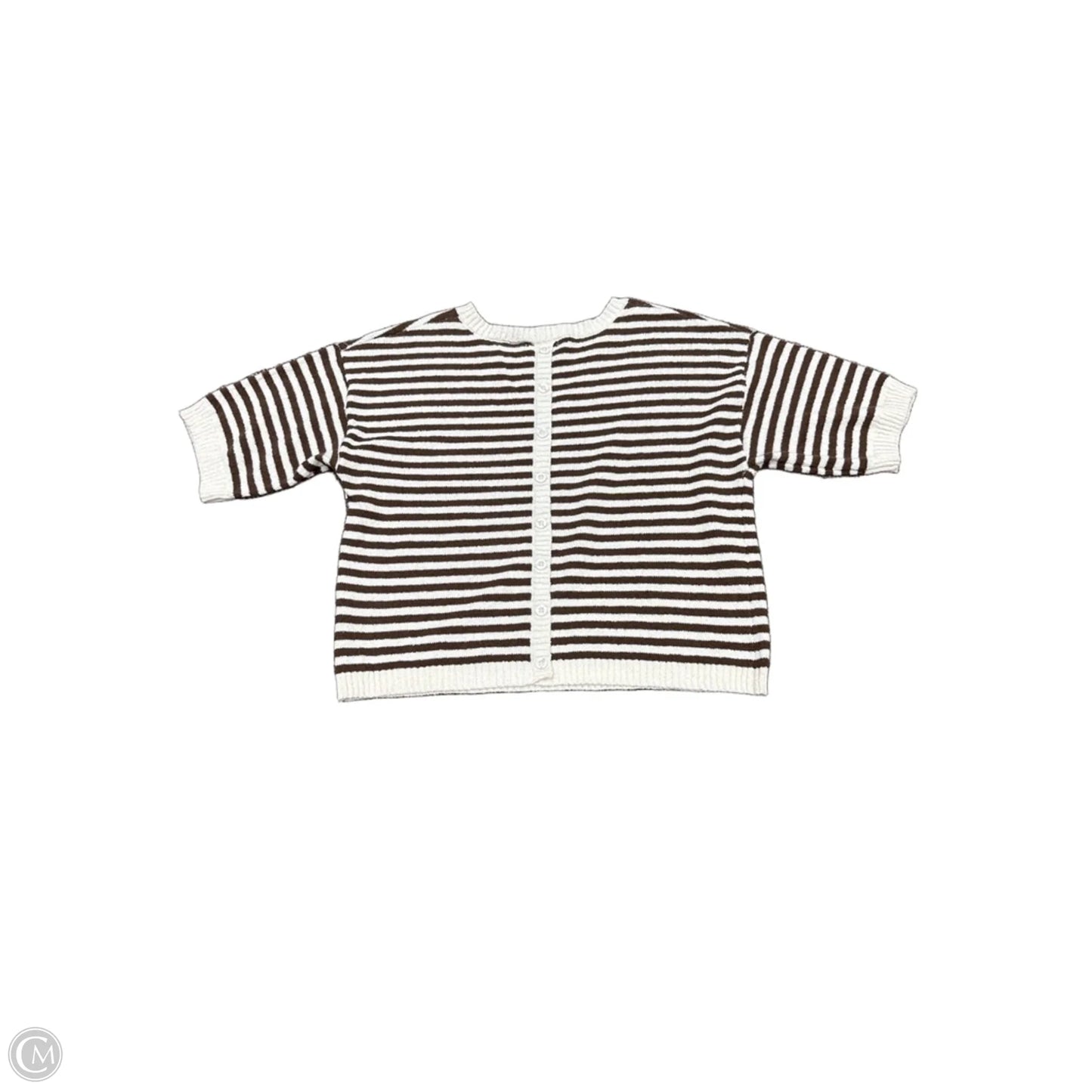 Top Short Sleeve By Blu Pepper In Brown & Cream, Size: M