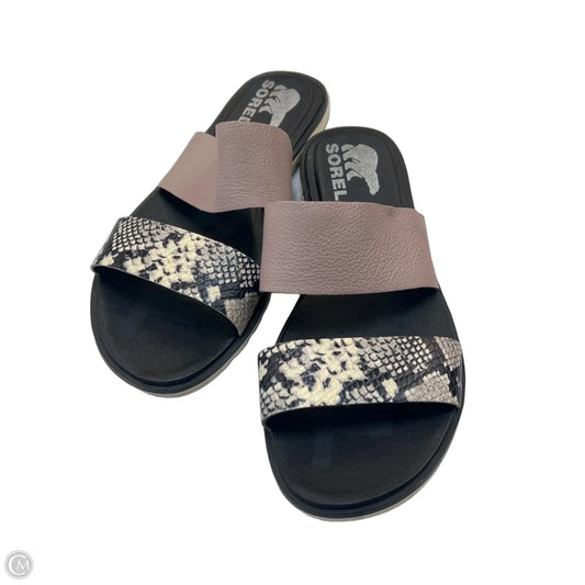 Sandals Flats By Sorel In Black & Brown, Size: 8