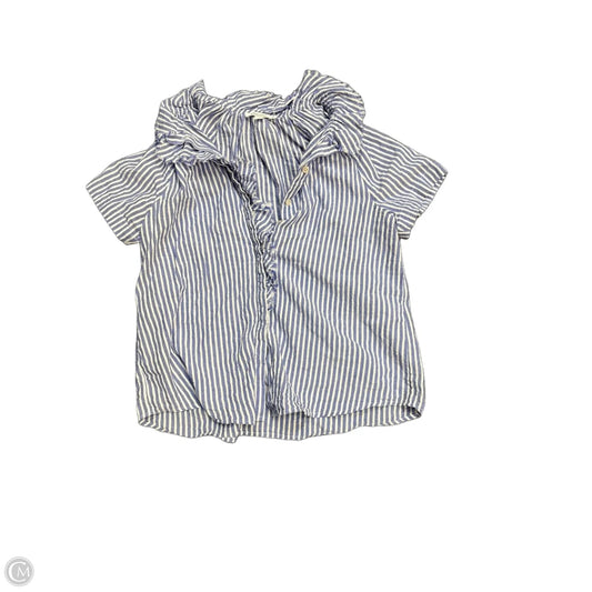 Blouse Short Sleeve By Chicos In Blue & White, Size: S