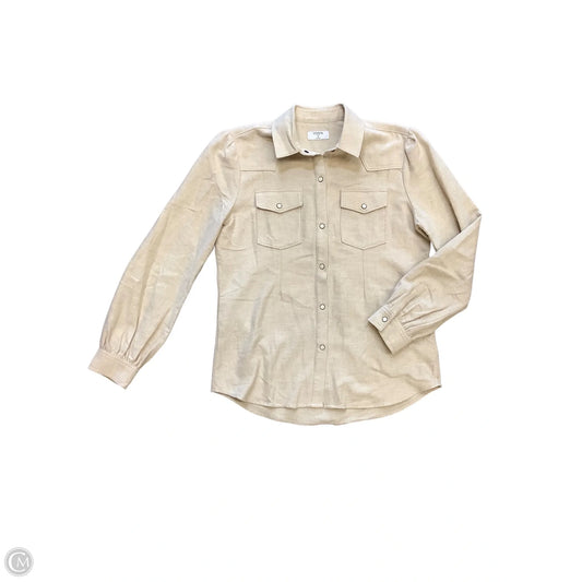 Blouse Long Sleeve By Cmc In Tan, Size: 6