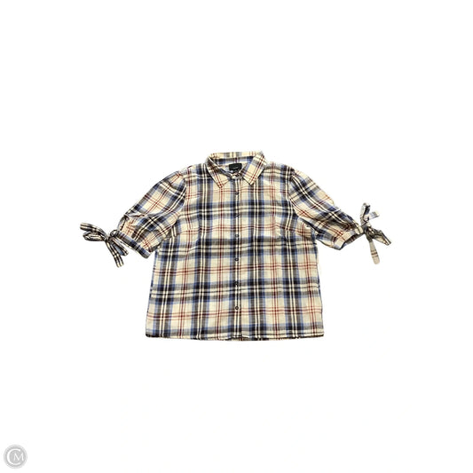 Top Short Sleeve By Lumiere In Plaid Pattern, Size: L