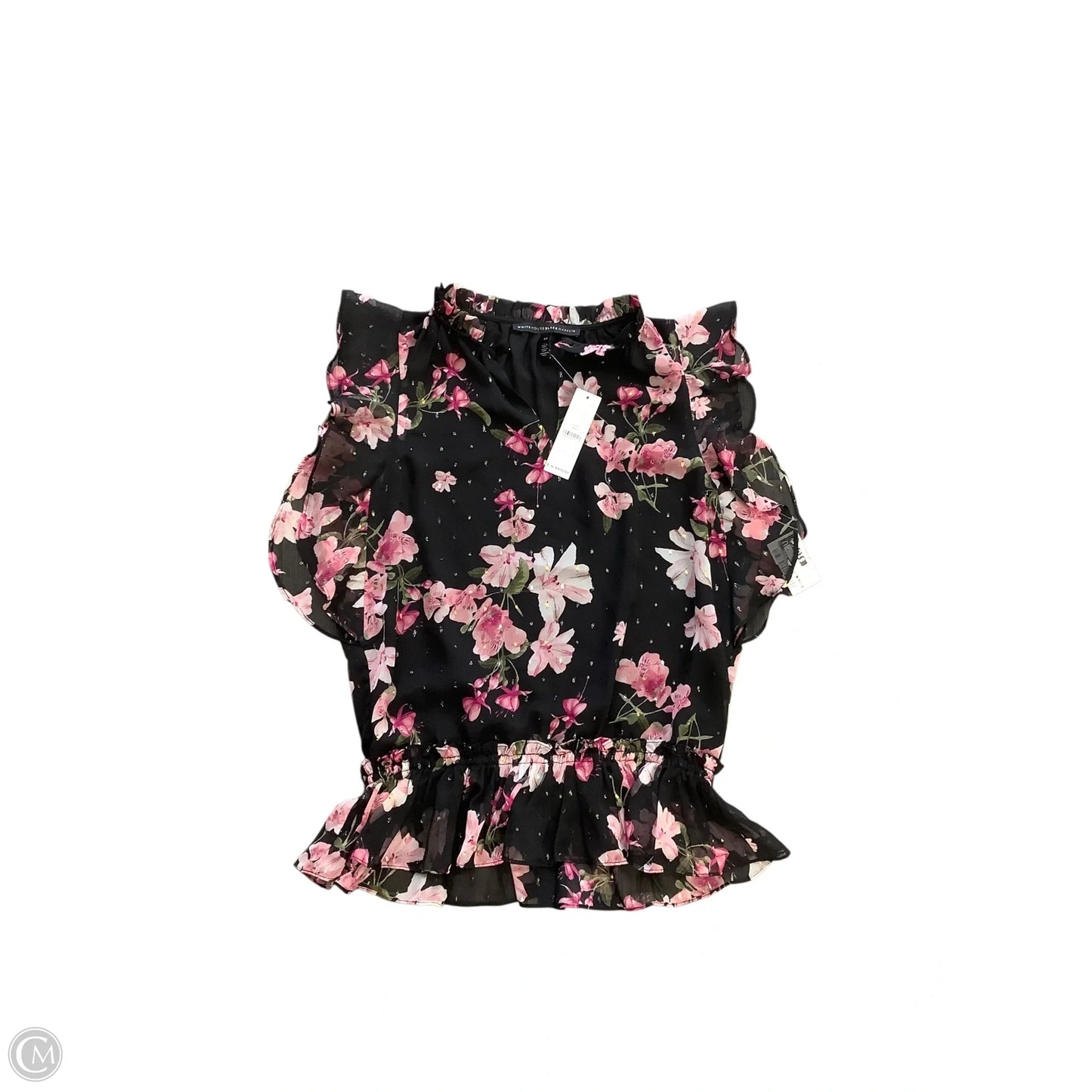 Blouse Short Sleeve By White House Black Market In Black, Size: Xs