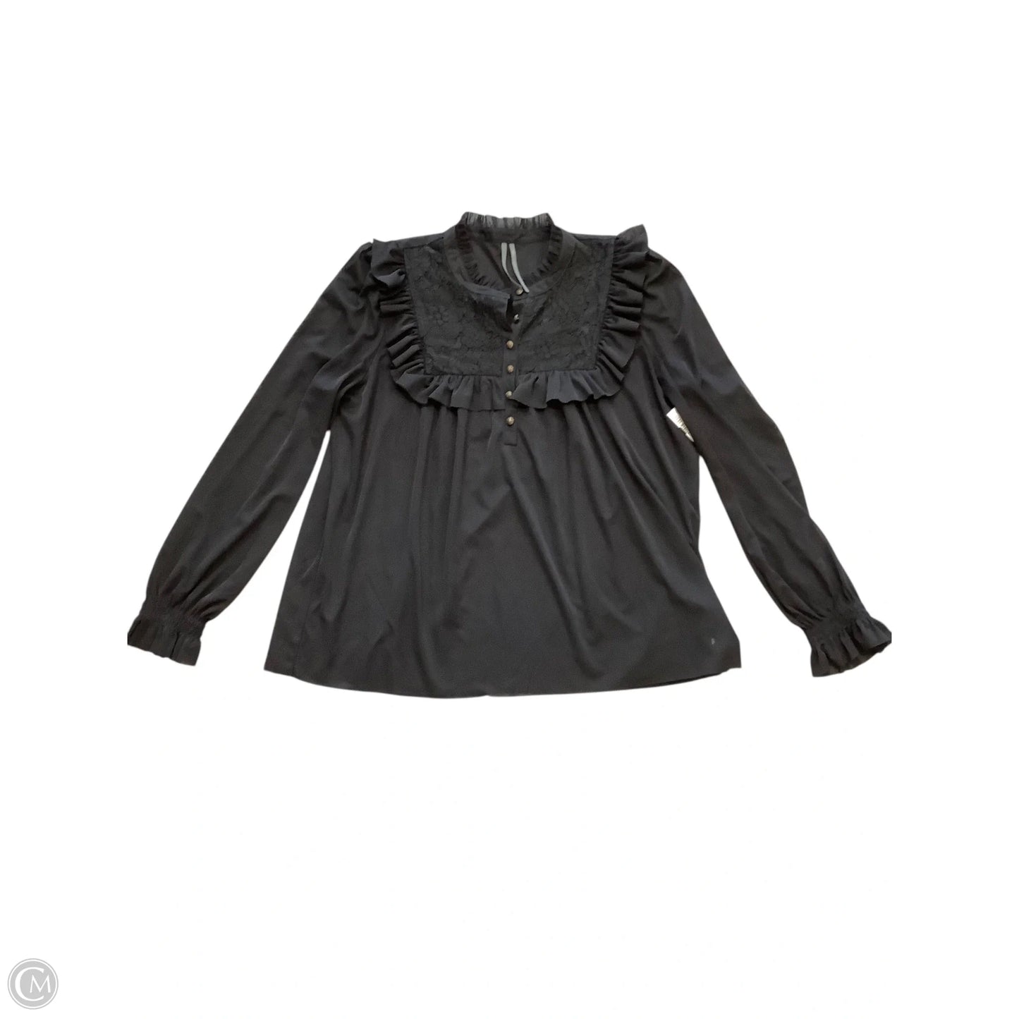 Blouse Long Sleeve By Anthropologie In Black, Size: M