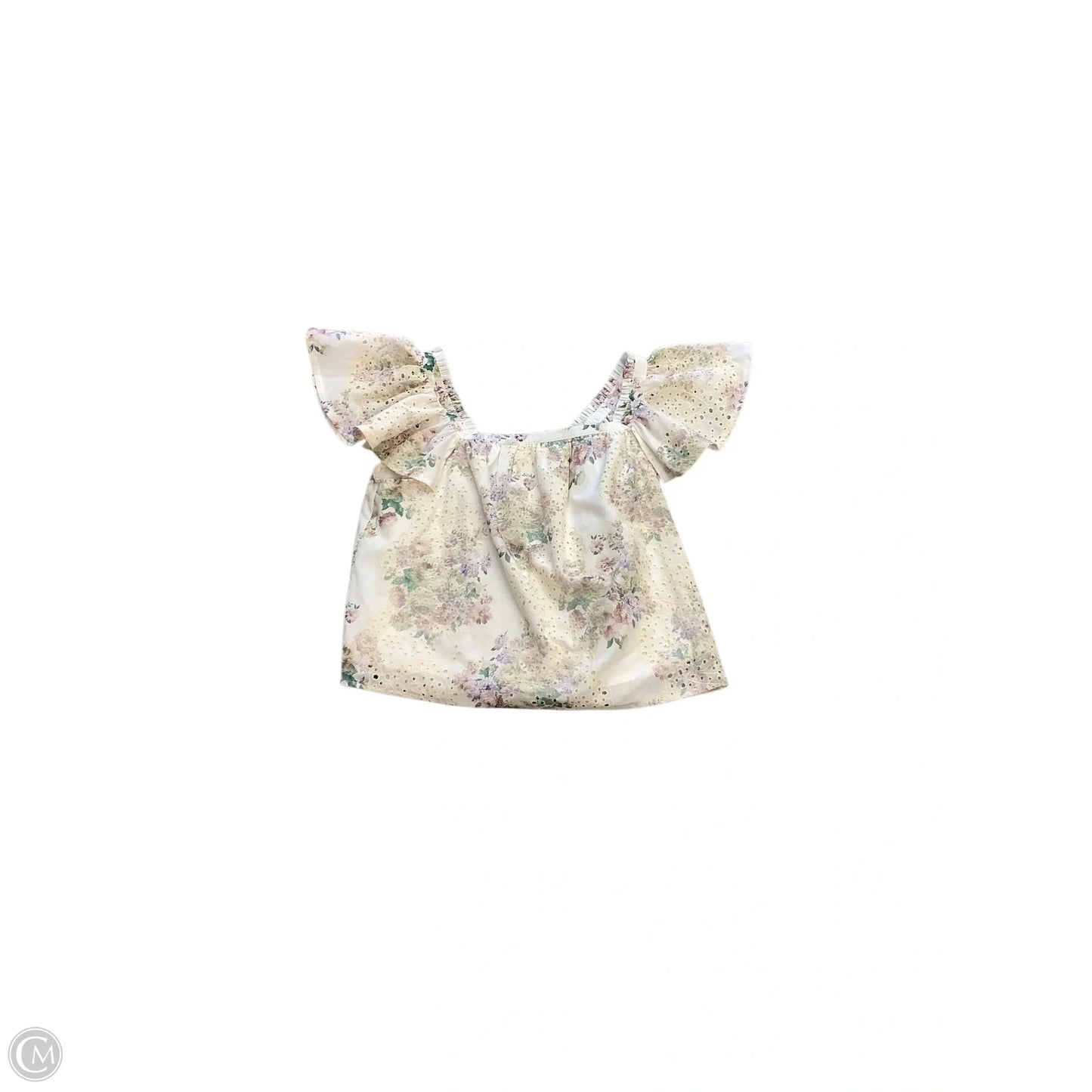 Top Short Sleeve By Solitaire In Floral Print, Size: M