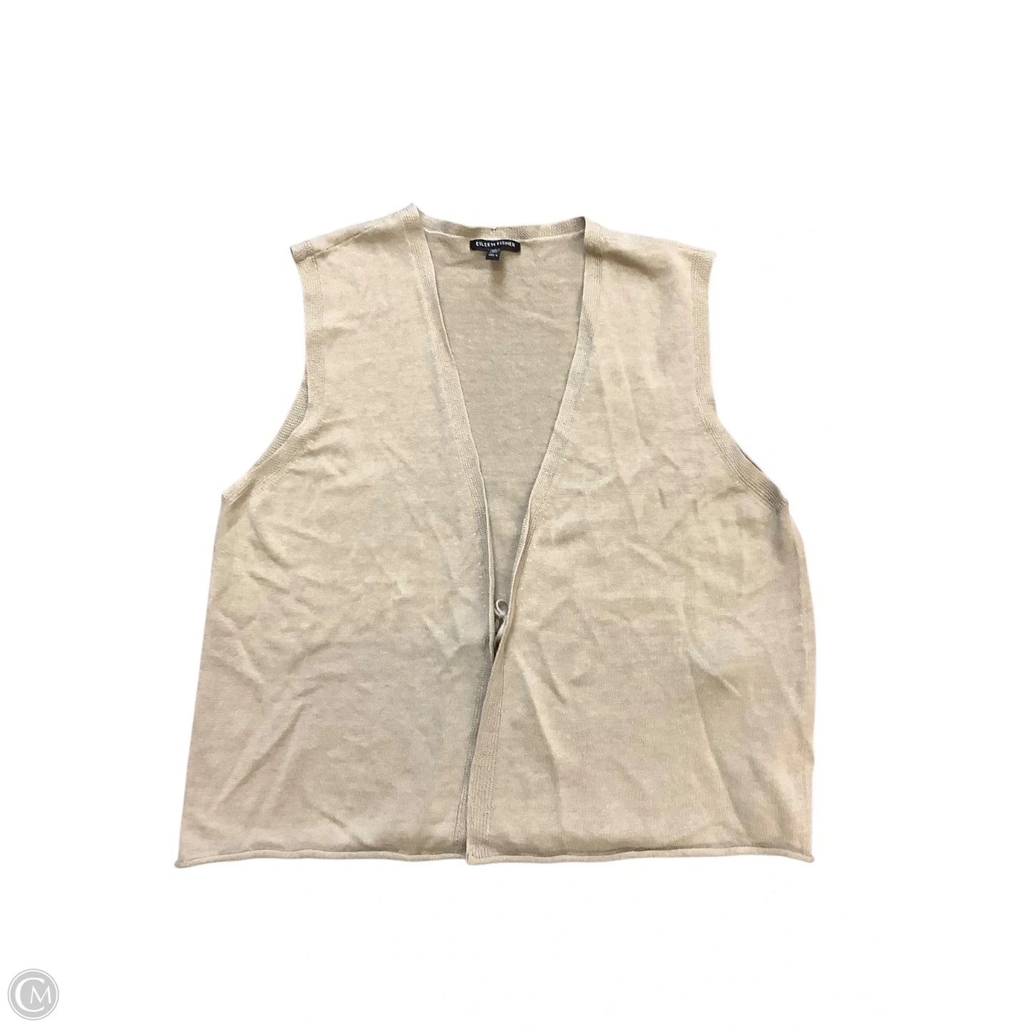 Vest Sweater By Eileen Fisher In Tan, Size: L