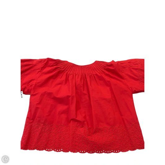 Blouse Short Sleeve By J. Crew In Red, Size: S