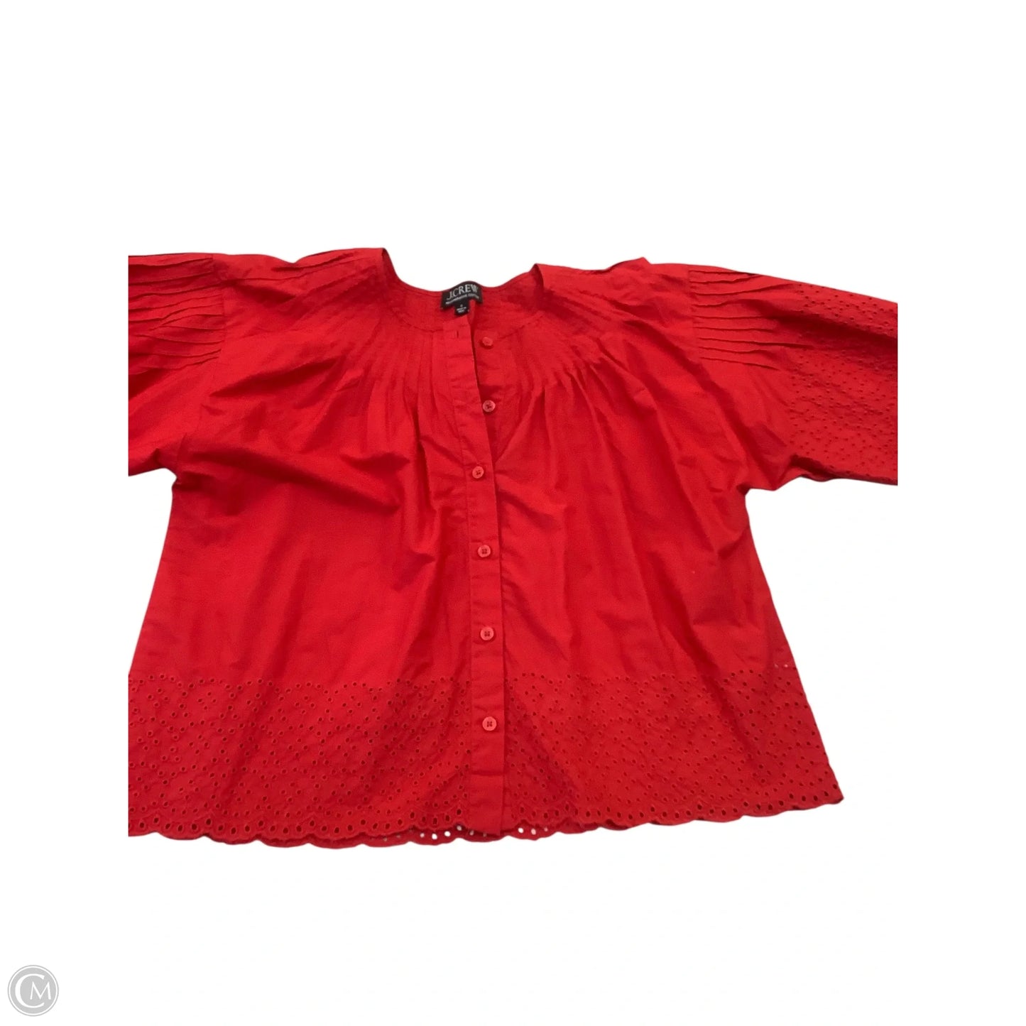 Blouse Short Sleeve By J. Crew In Red, Size: S