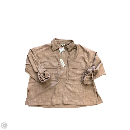 Top Long Sleeve Basic By Max Studio In Brown, Size: S
