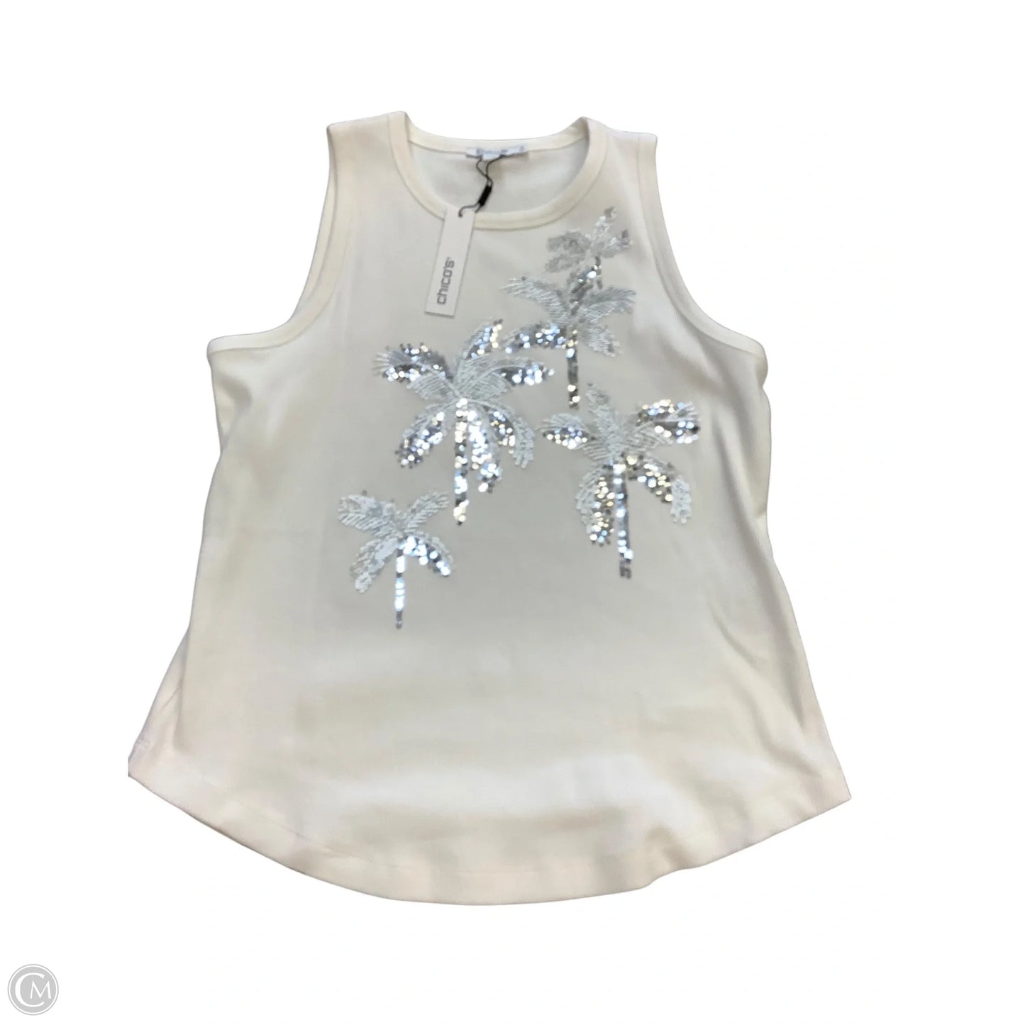 Top Sleeveless By Chicos In White, Size: L