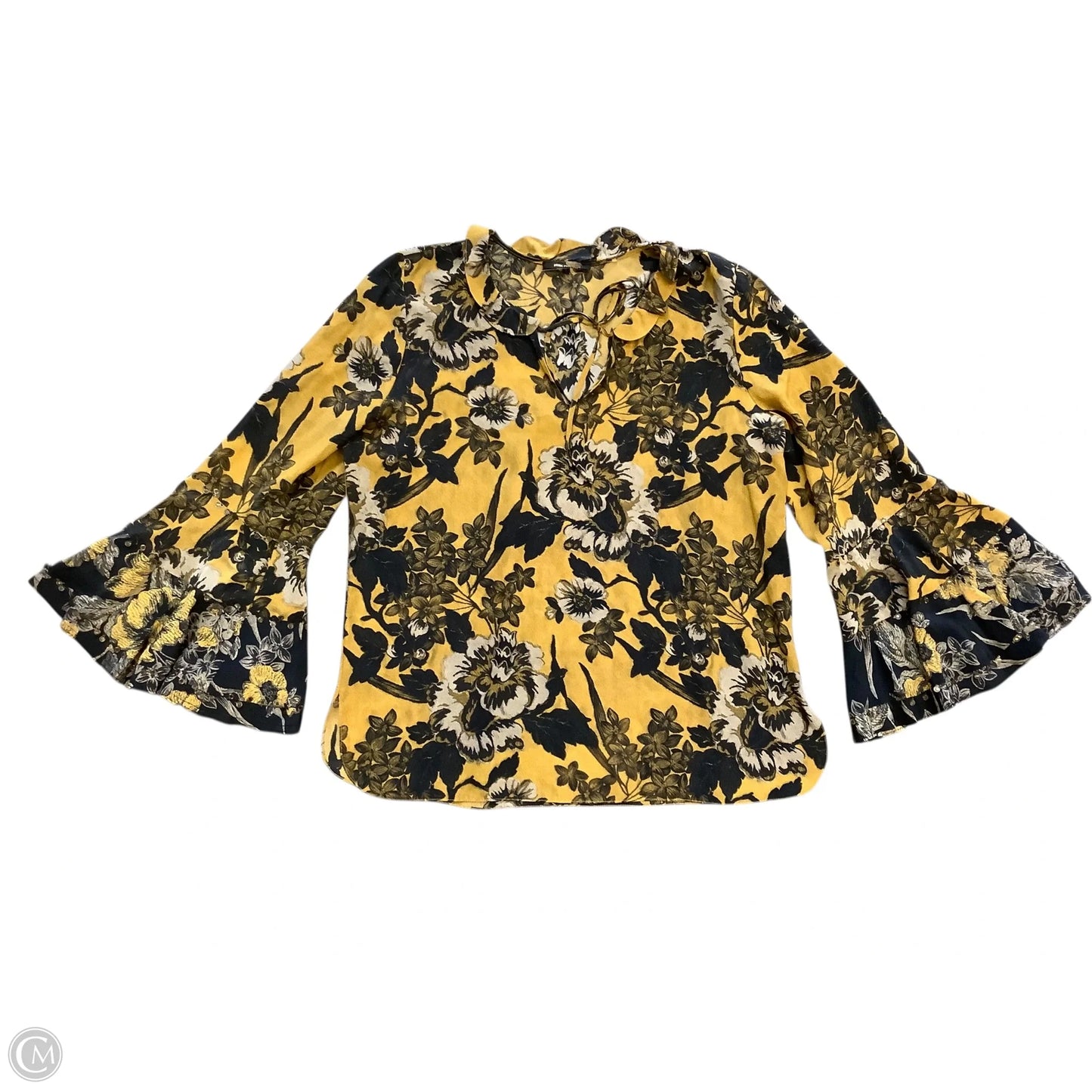 Blouse Long Sleeve By Cmb In Gold, Size: L