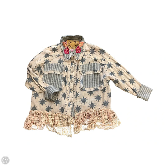 Top Long Sleeve By Cmc In Tan, Size: Osfm
