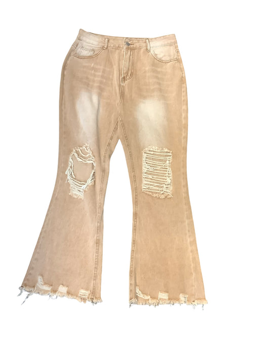 Jeans Cropped By Clothes Mentor In Tan, Size: L