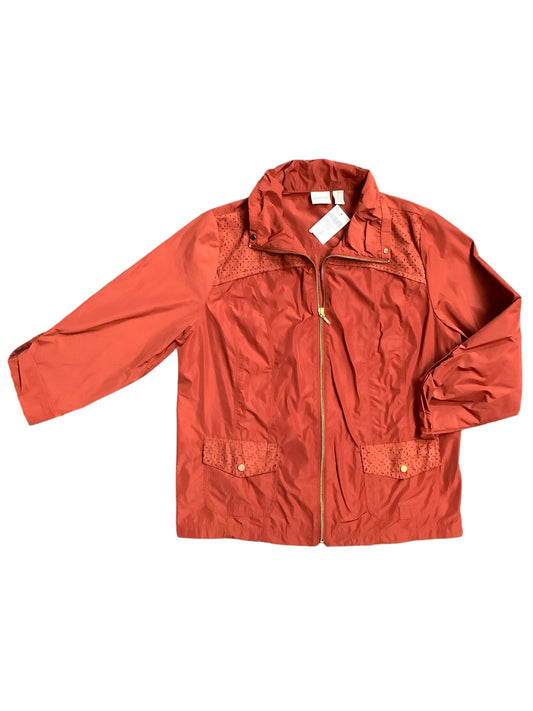 Jacket Windbreaker By Chicos In Orange, Size: L