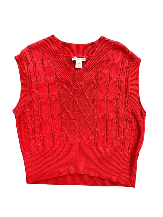 Vest Sweater By Clothes Mentor In Red, Size: Xl