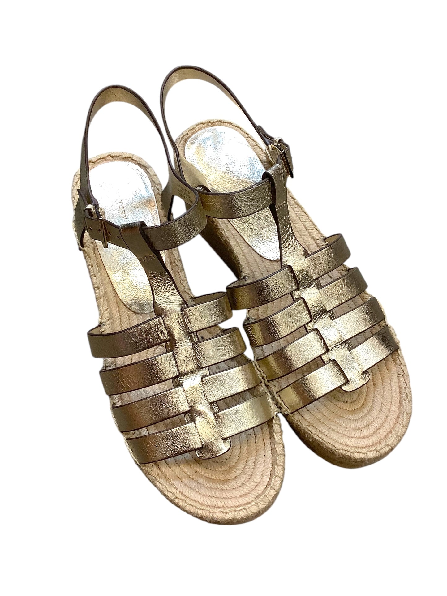 Sandals Heels Block By Tory Burch In Gold, Size: 10