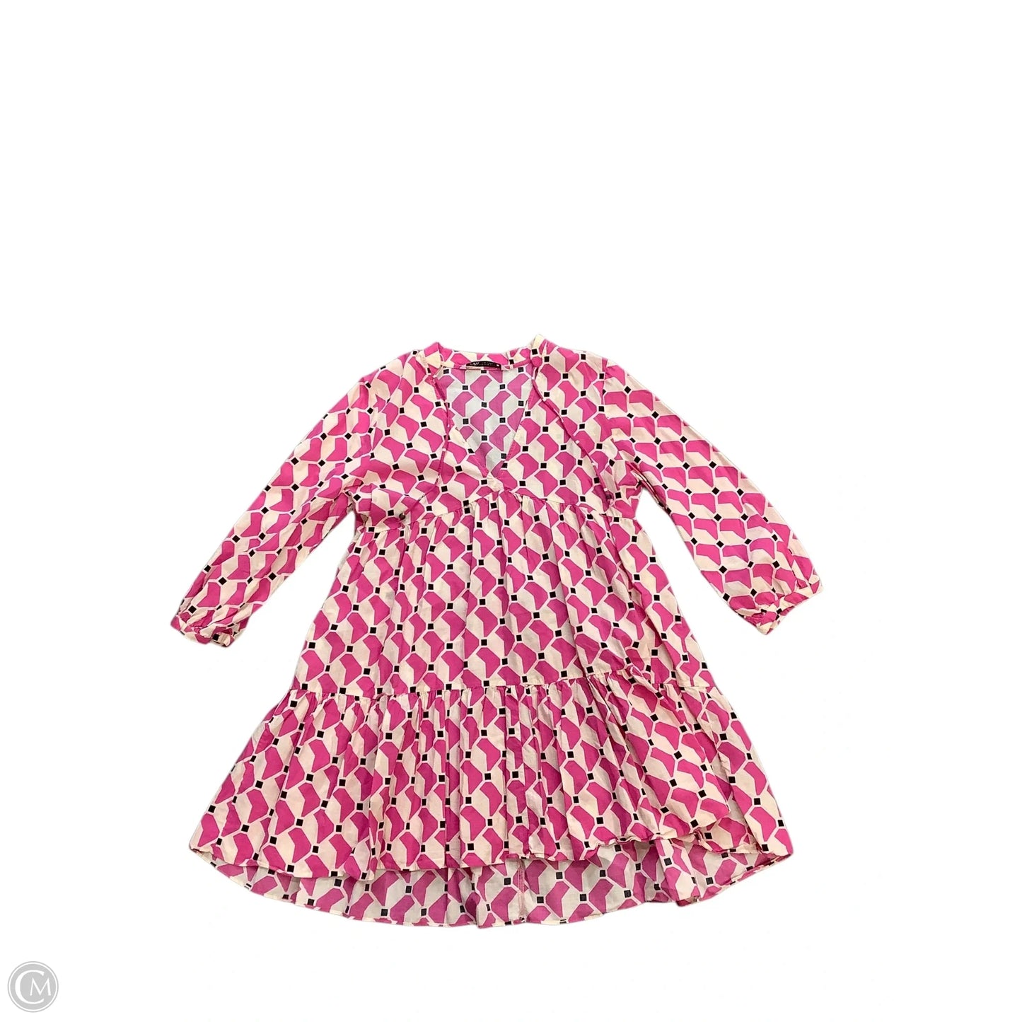 Dress Casual Short By Zara In Pink & White, Size: S