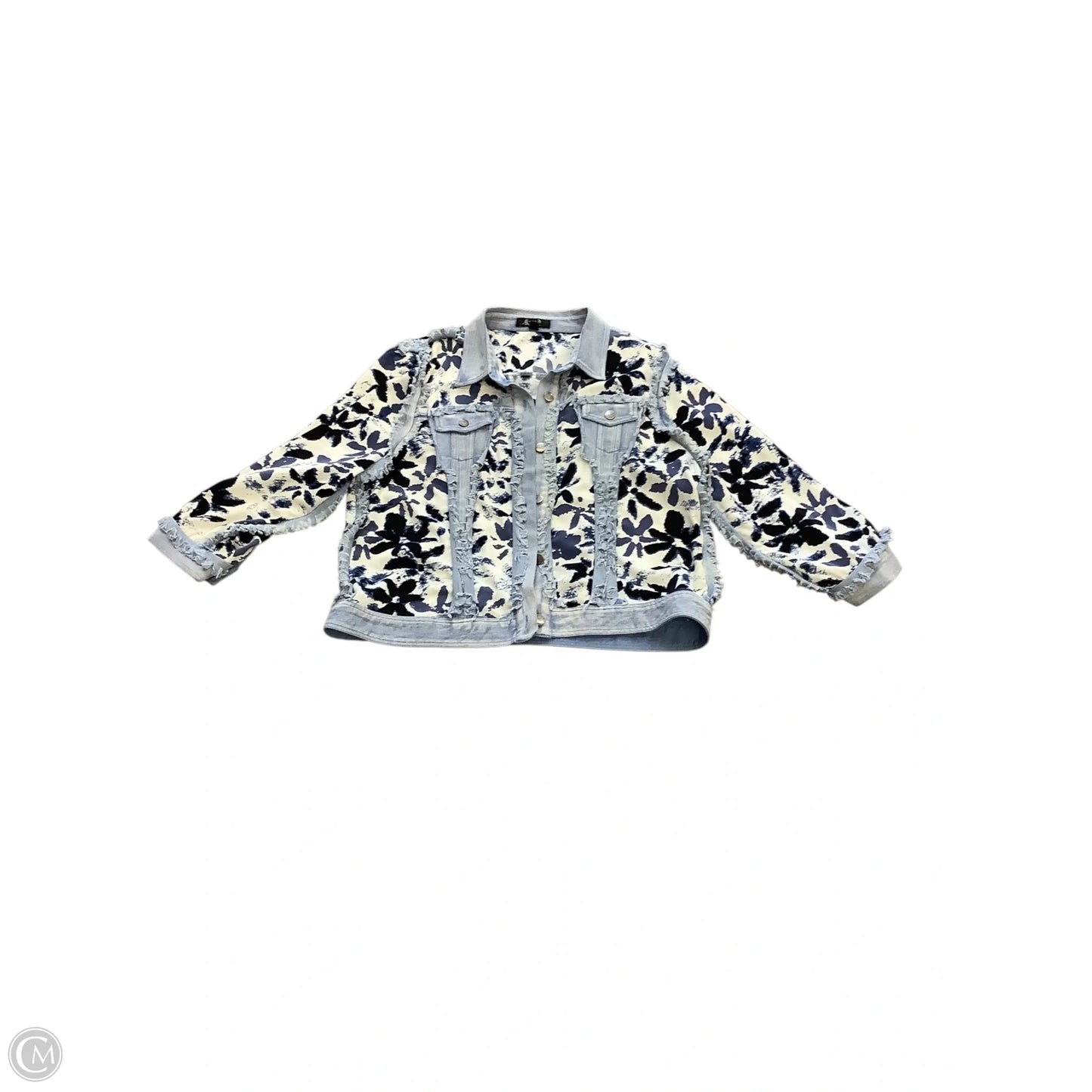 Jacket Denim By Cmb In Blue & White, Size: Xl