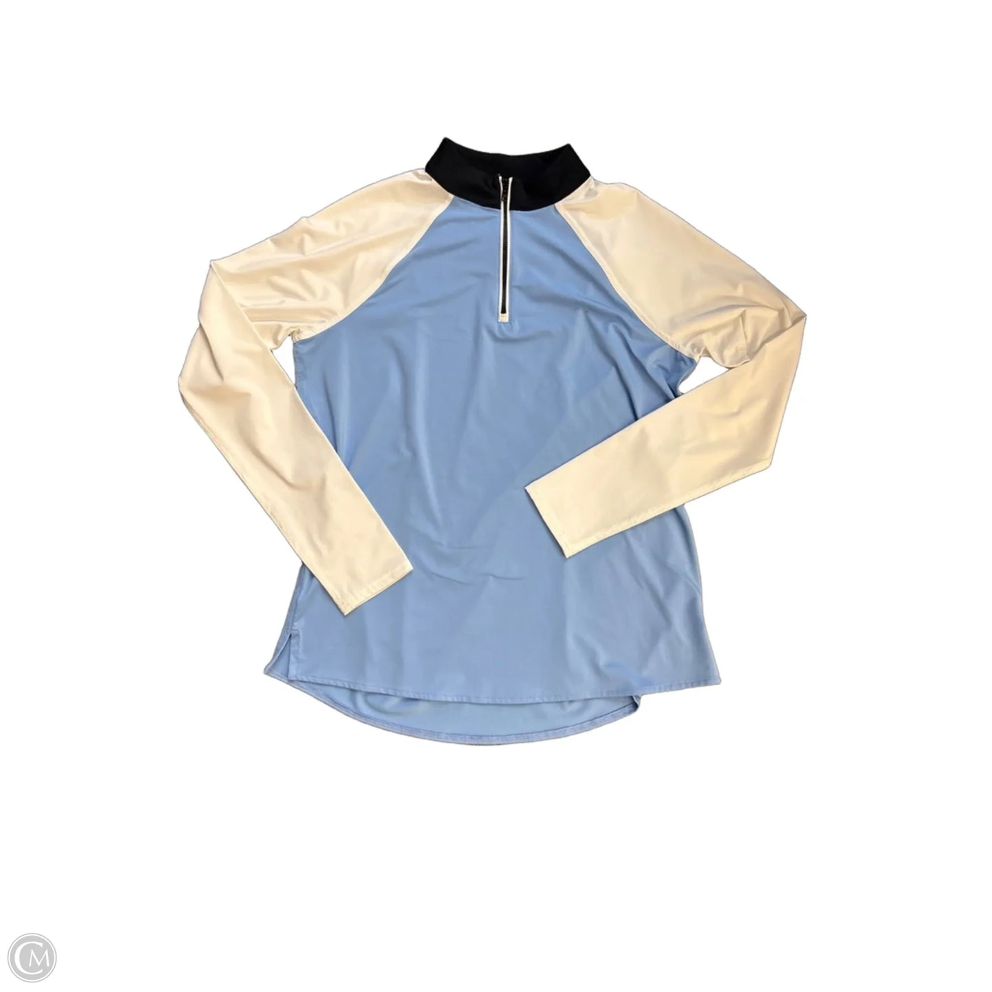 Athletic Top Long Sleeve Collar By Cmc In Blue & White, Size: S