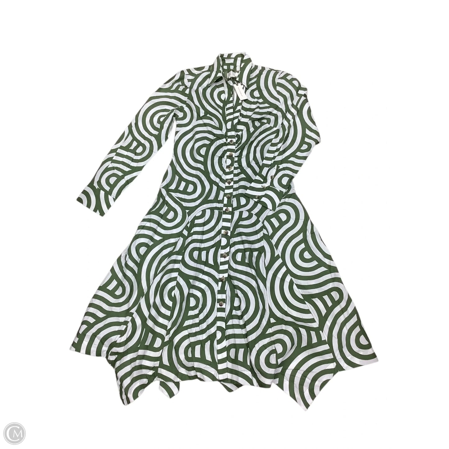 Dress Casual Maxi By Anthropologie In Green & White, Size: 12