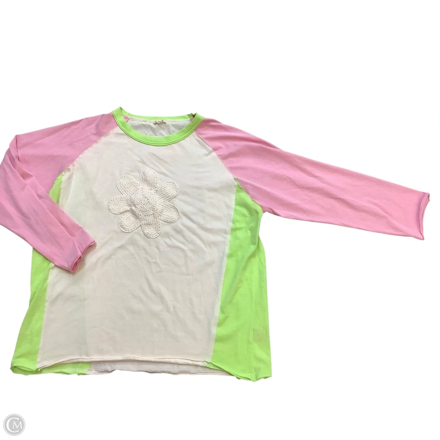Top Long Sleeve By Pol In Green & Pink, Size: L