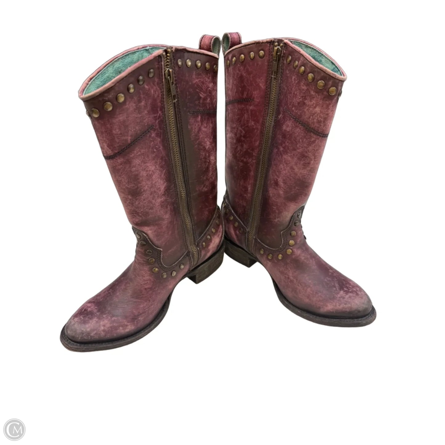 Boots Knee Heels By Corral In Purple, Size: 9