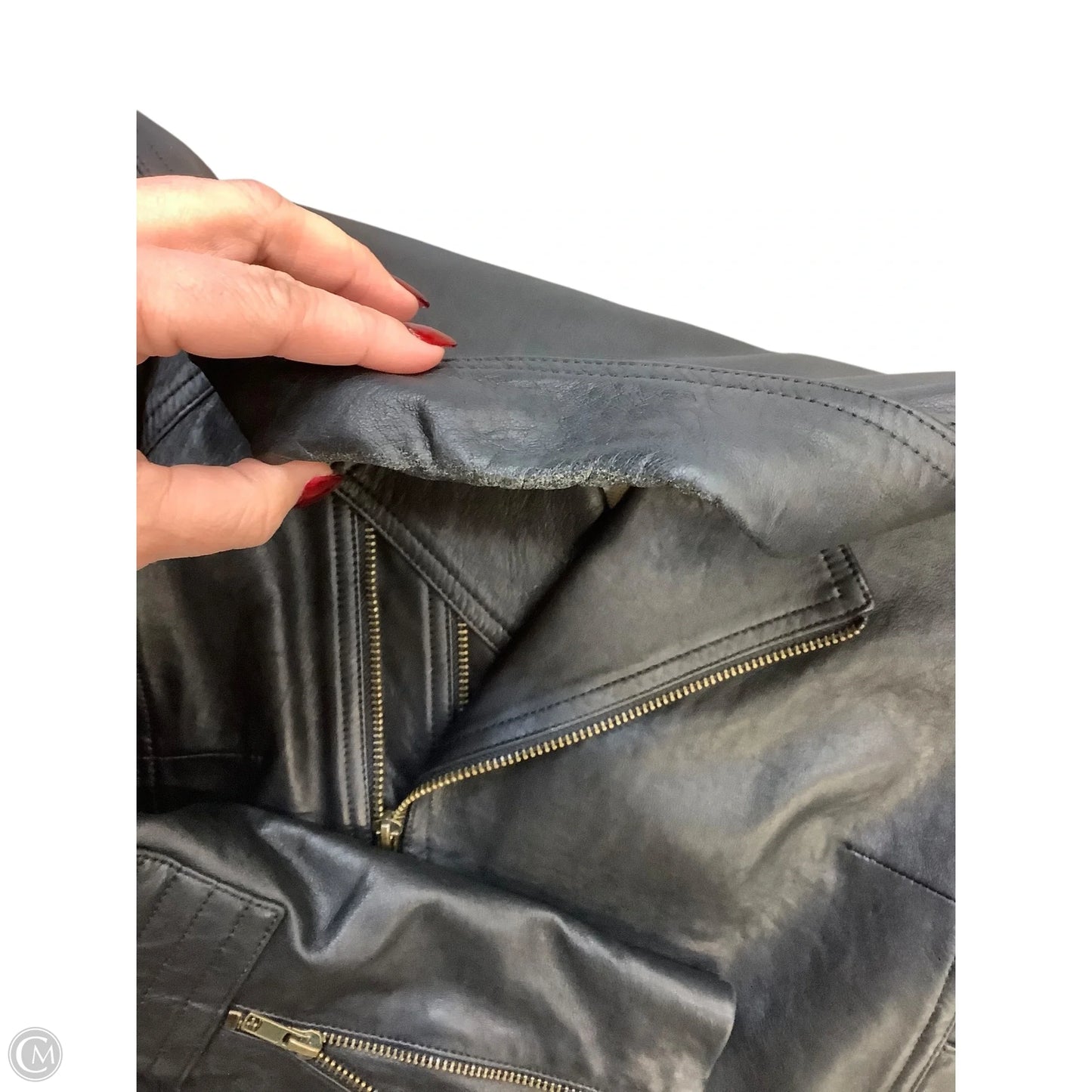 Jacket Moto Leather By Cma In Black, Size: S