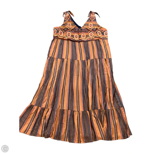 Dress Casual Maxi By Anthropologie In Blue & Brown, Size: 3x
