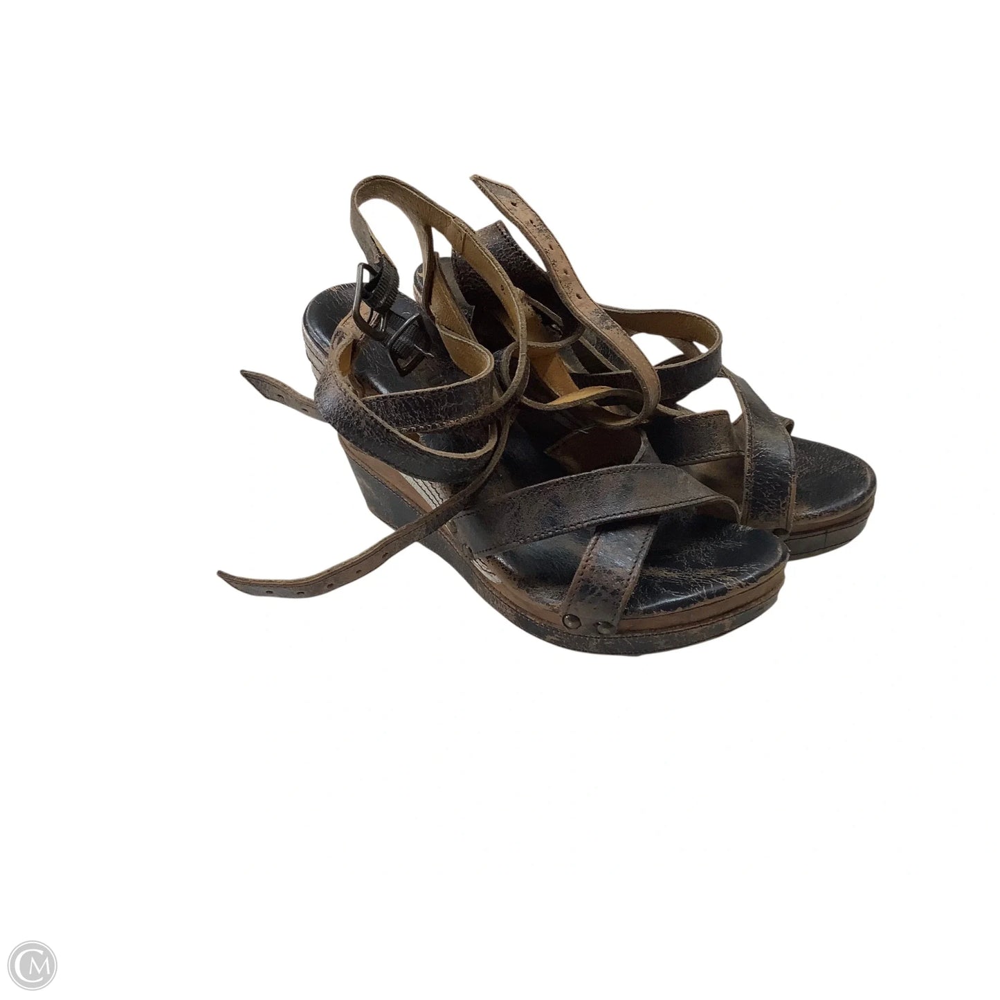 Sandals Heels Block By Bed Stu In Brown, Size: 9