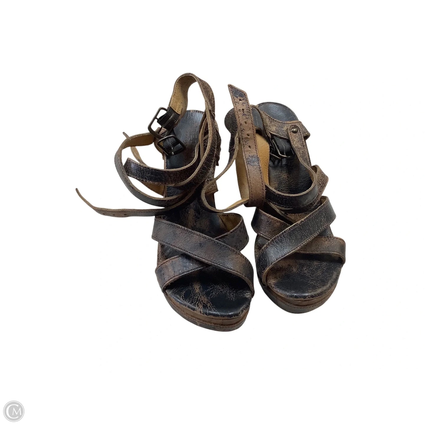 Sandals Heels Block By Bed Stu In Brown, Size: 9
