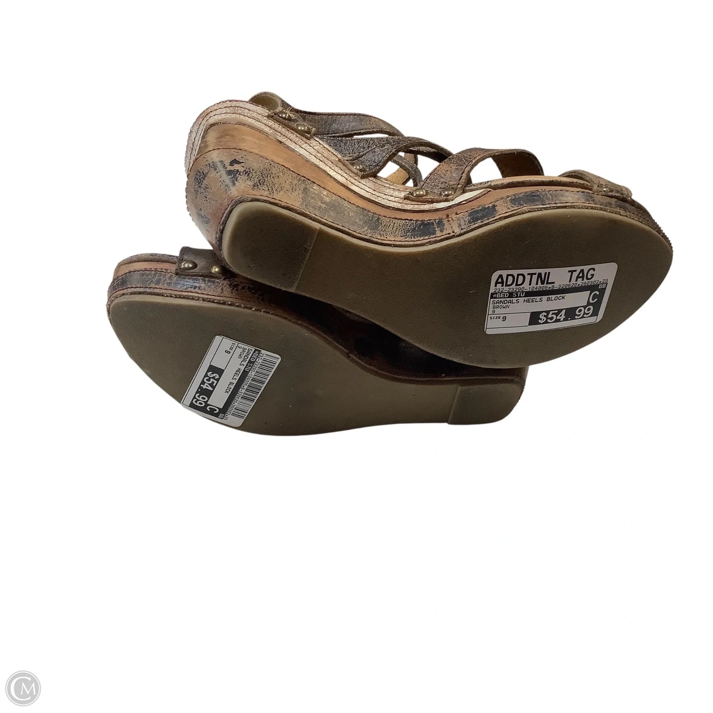 Sandals Heels Block By Bed Stu In Brown, Size: 9