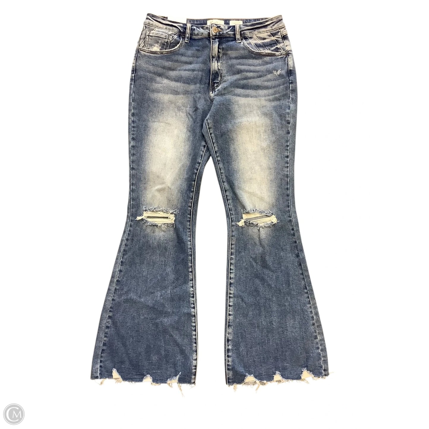 Jeans Flared By Kancan In Blue Denim, Size: 12(31)